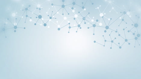 scientific design molecular structure with connected lines and dots. medical blue pattern atom dna with moving elements. loop animation.