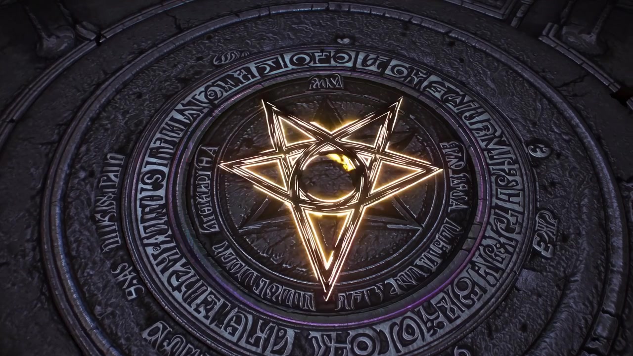 Glowing Magical Pentagram Symbol on Ancient Stone Floor