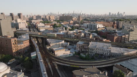 aerial shot of the subway in brooklyn