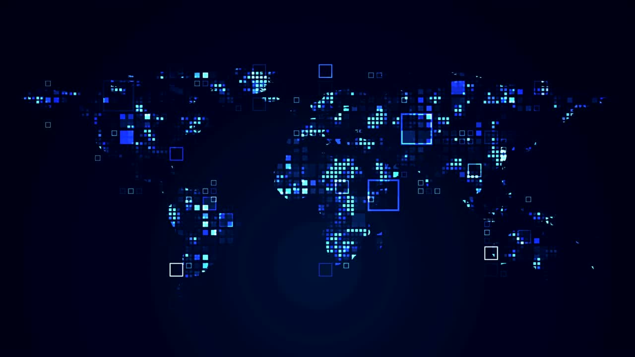 la tecnología digital de la red de mapas del mundo animación gráfica de movimiento de bucle sin costuras.