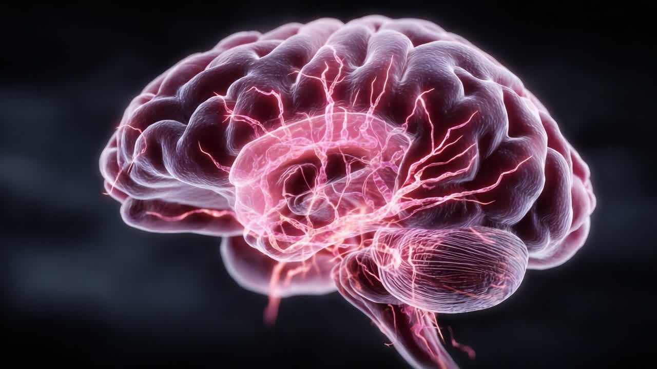 A Stunning Visualization of a Brain's Electric Activity Highlighting Neural Connections and Complexity in an Artistic Representation