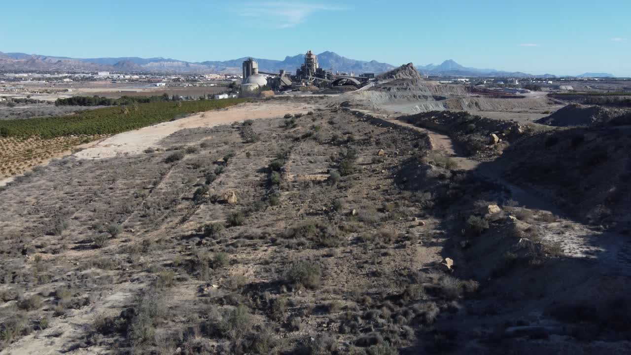 Aerial approach to a huge cement manufacturing plant