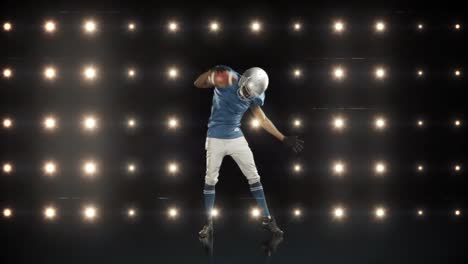 jugador de fútbol americano contra luces intermitentes
