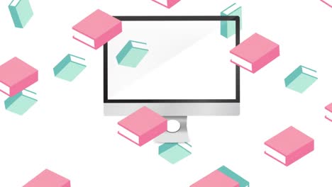 animación de los iconos de los artículos escolares que se mueven sobre un fondo blanco