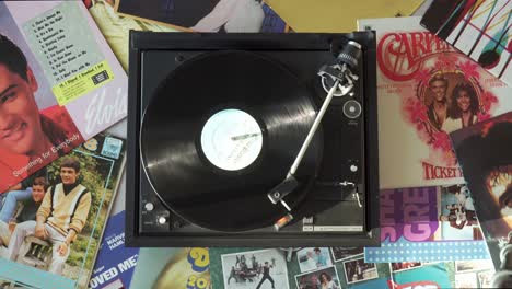 vintage record player and music memorabilia