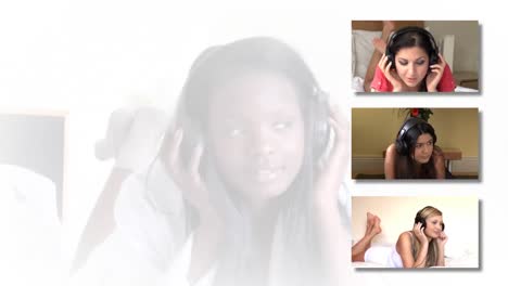 animación de stock que muestra a mujeres escuchando música