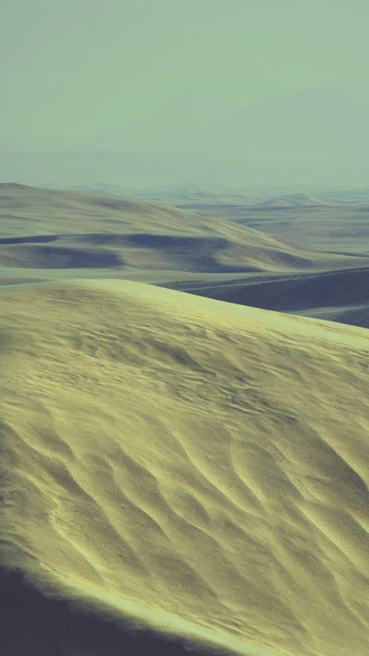 Majestic sunlit dunes ripple across an endless desert landscape