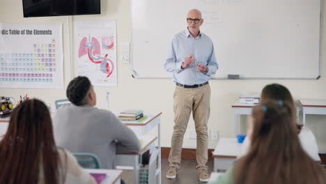 teacher lecturing students in a classroom