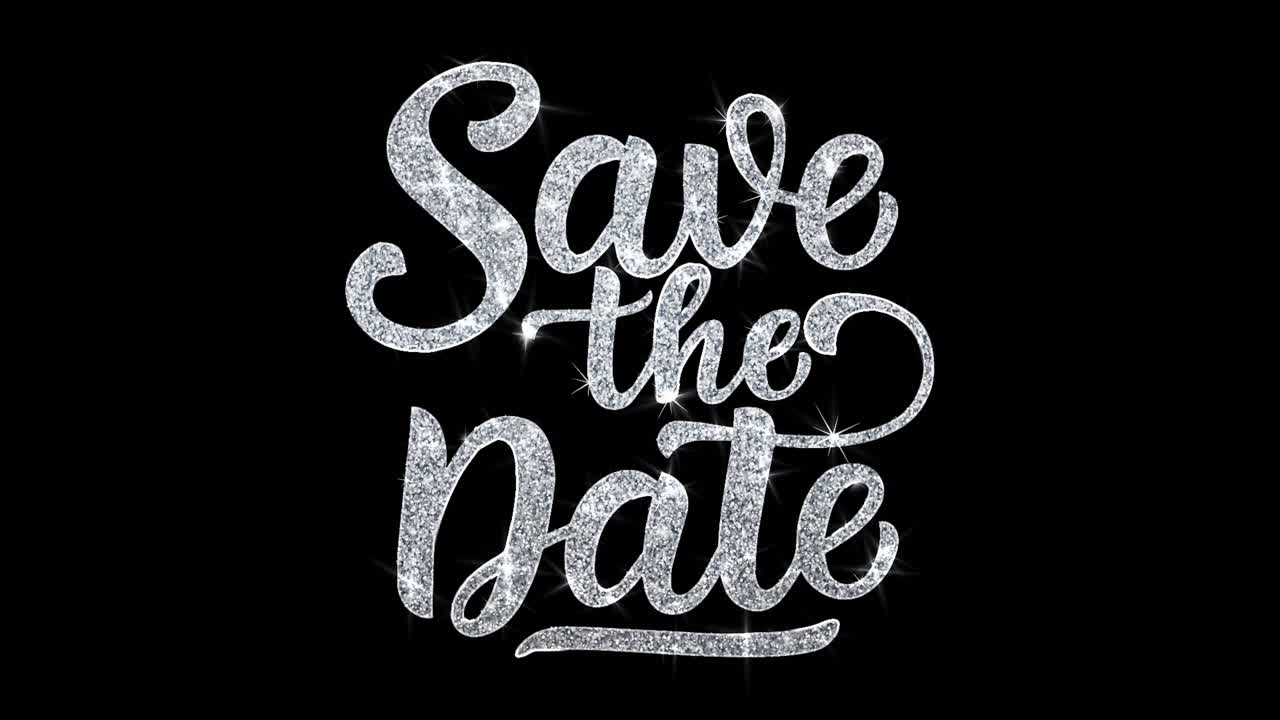 Silver Glitter Save The Date Graphic