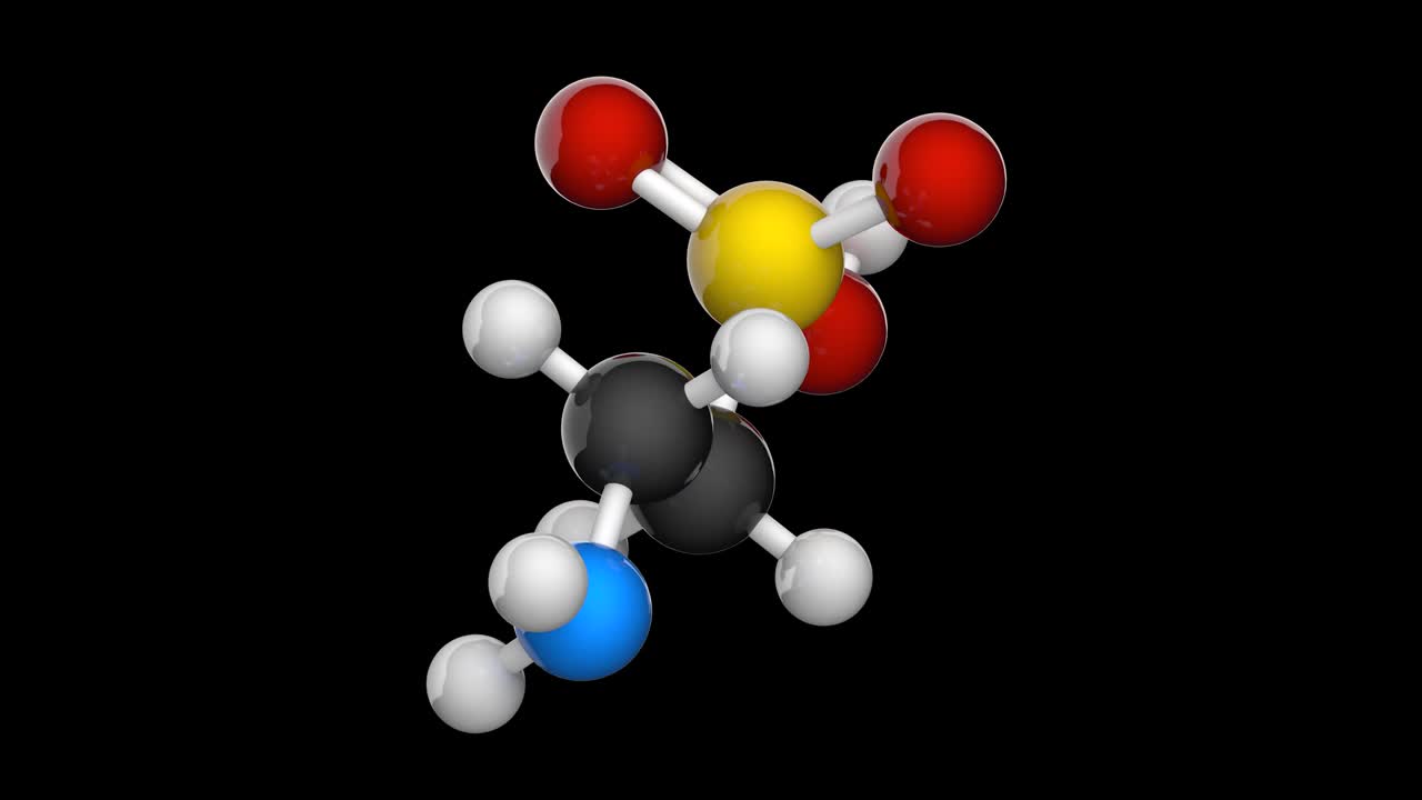 estructura molecular de la taurina (ácido 2-aminoetanosulfónico), c2h7no3s.