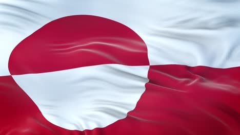 greenland flag waving in the wind with highly detailed fabric texture. seamless loop