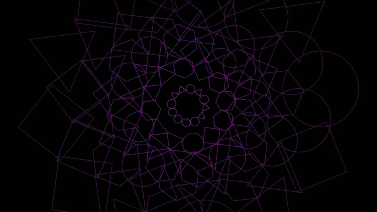 Animazione astratta di mandala geometrico con linee viola rotanti