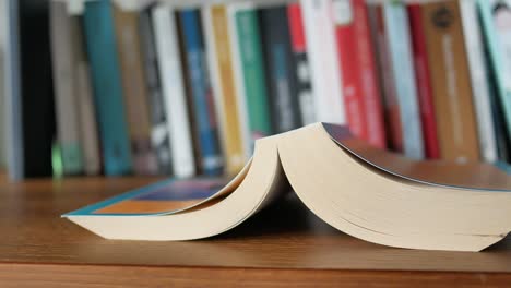 open book on wooden table