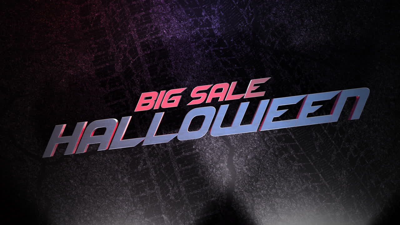 어두운 밤에 거리의 도로에서 할로윈 큰 판매