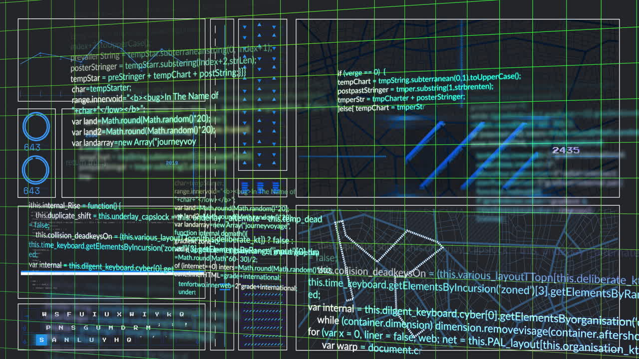 animacja przetwarzania danych na czarnym tle