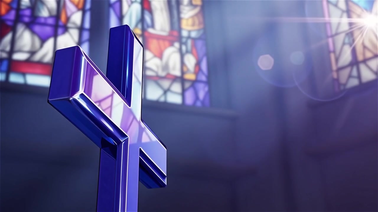 Croce Cristiana Luce Celestiale Sfondo per il Culto.