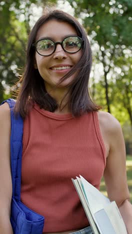 happy student in a park