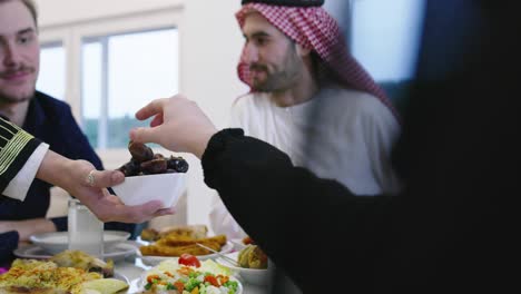 family having dates during ramadan dinner or iftar