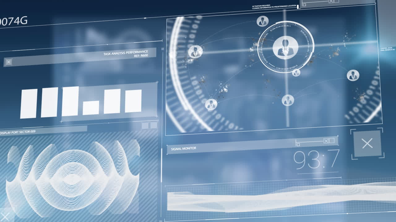 animazione della scansione degli schermi dell'interfaccia digitale del computer