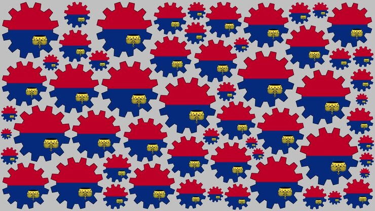 Liechtensteiner flag gears spinning background