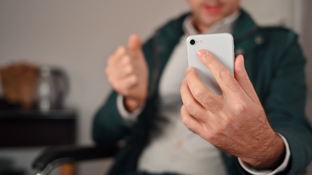 Man talking on video call on the phone