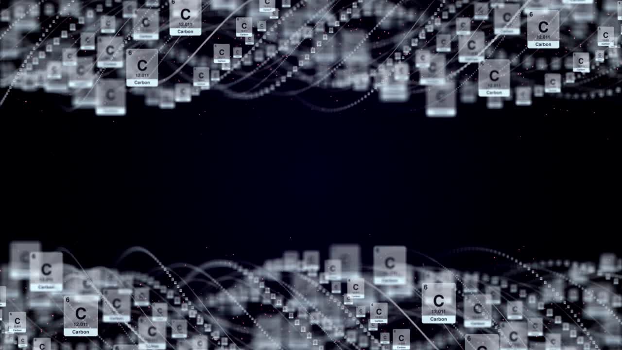 la molécula de carbono, la animación, el renderizado, el fondo, el bucle