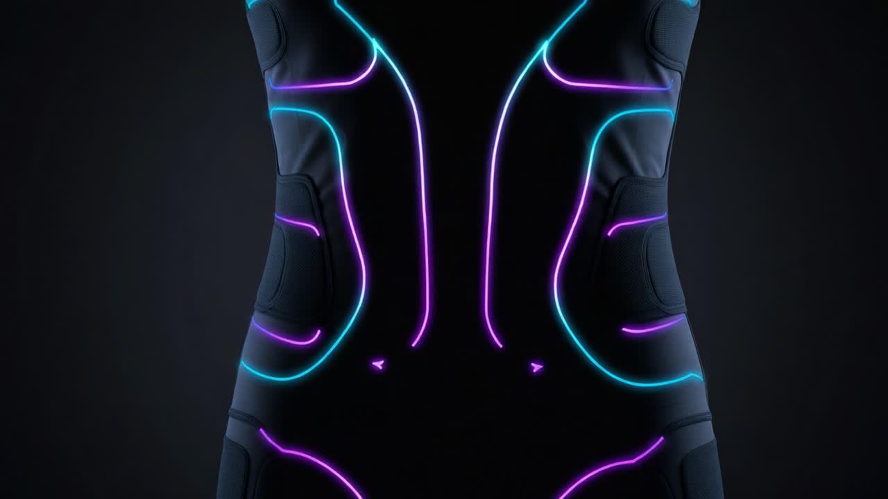 A Futuristic Bodysuit with Illuminated Patterns Showcasing Advanced Design and Innovative Technology for Enhanced Performance in Various Applications