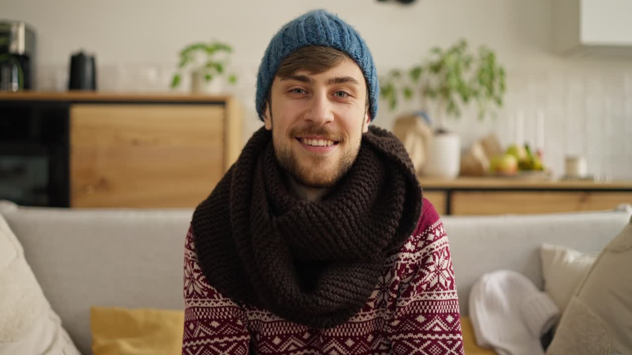 Smiling Man in Cozy Winter Outfit