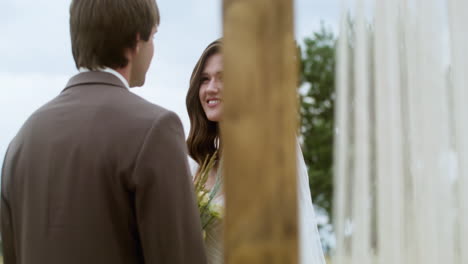 groom and bride outdoors