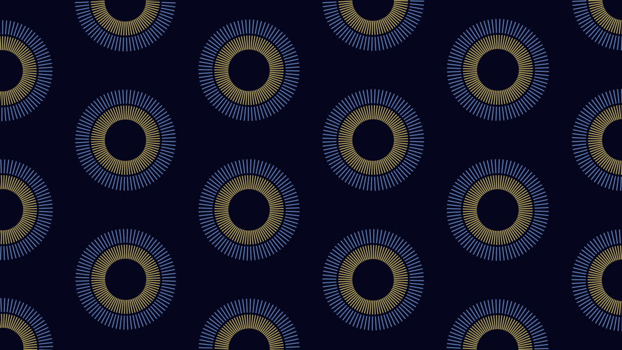 Circles pattern from colorful lines on black gradient
