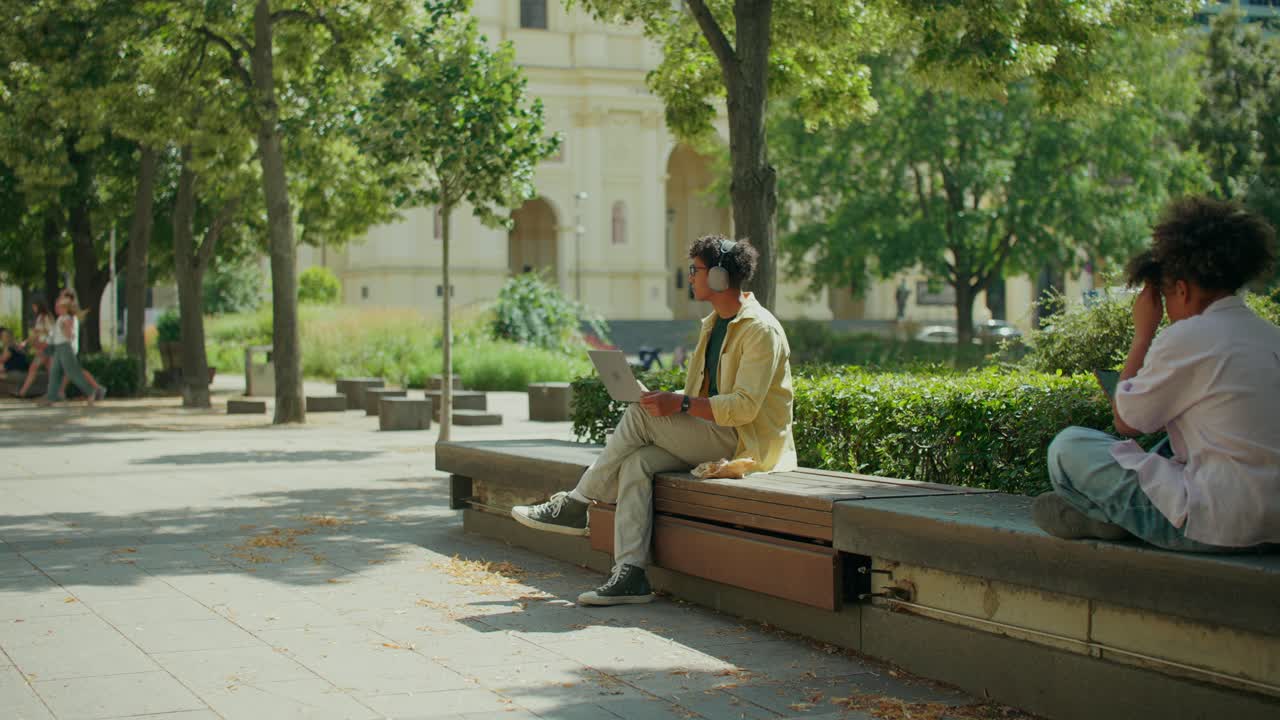 People working in the park