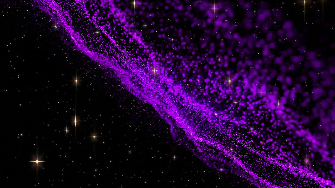 黒い背景に星と紫の斑点のアニメーション