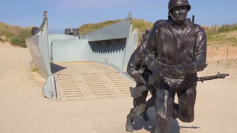 tilt up to world war two d-day memorial on utah beach normady france