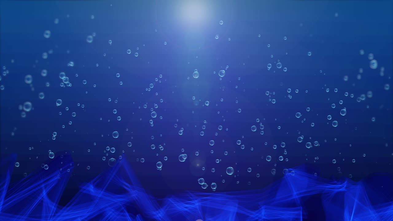 깊은 바다 배경 아래 떠다니는 거품 애니메이션