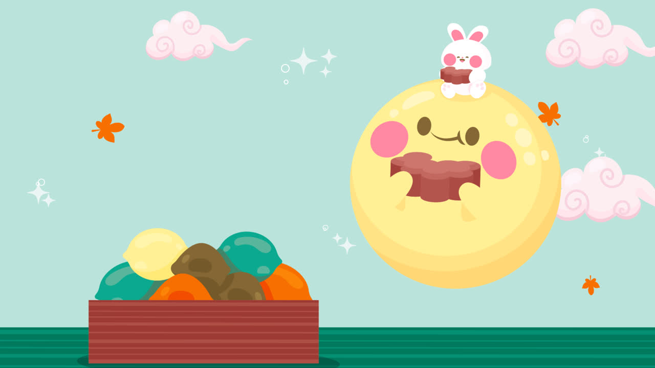 한국의 소크 축제 축하를 위한 평평한 배경의 애니메이션