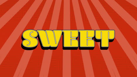 creating sweet text animation over red background with radiating lines