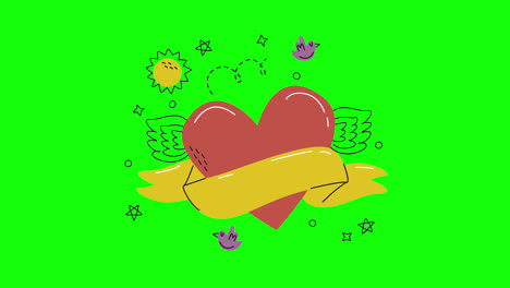 heart with wings and ribbon graphic design