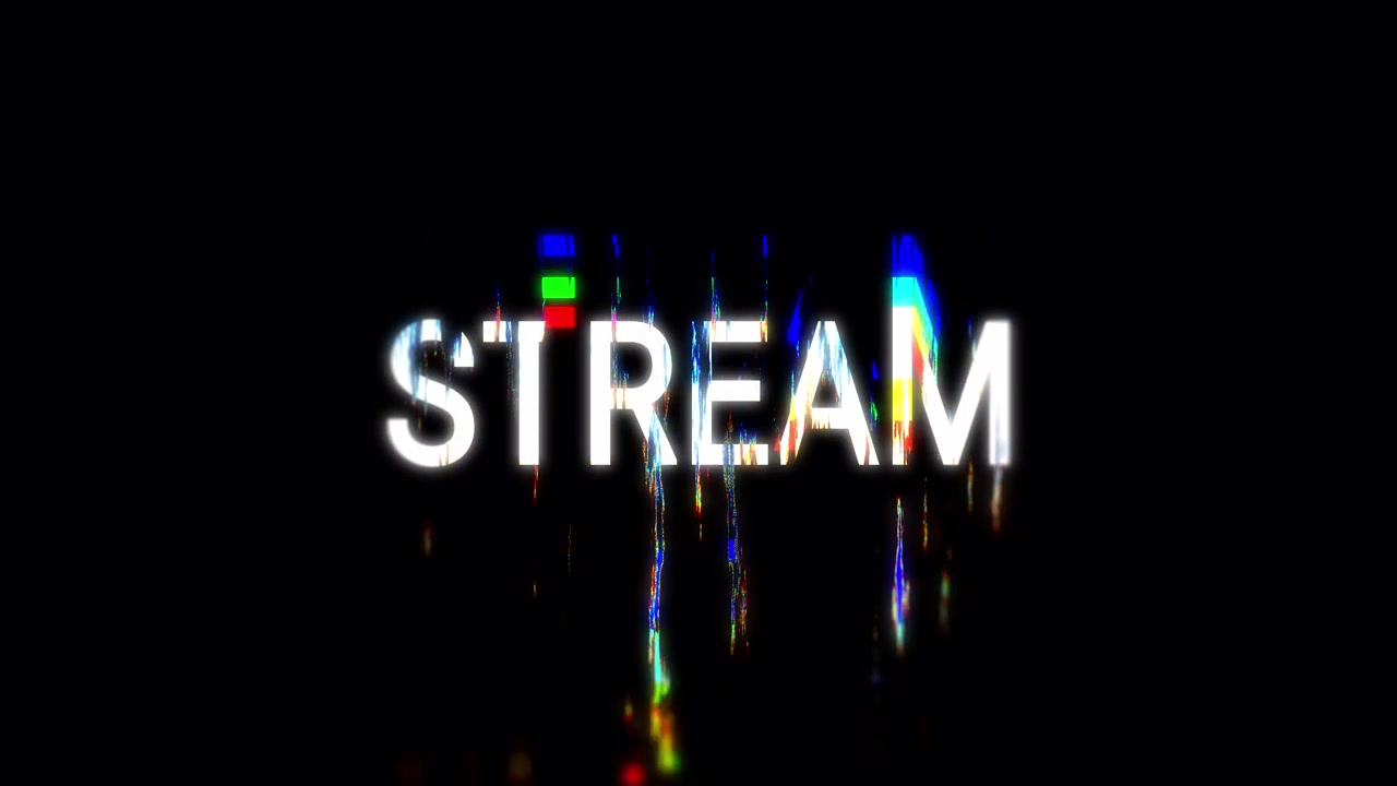 Tekstanimasjon med Glitch-effekt som Viser "End" og "Stream"