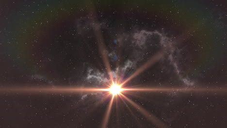 punto naranja brillante de luz que se mueve sobre la nebulosa blanca en el cielo nocturno