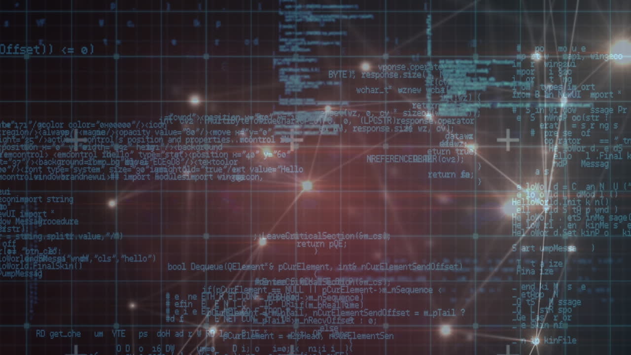 Animation of network of connections and diverse data in digital space