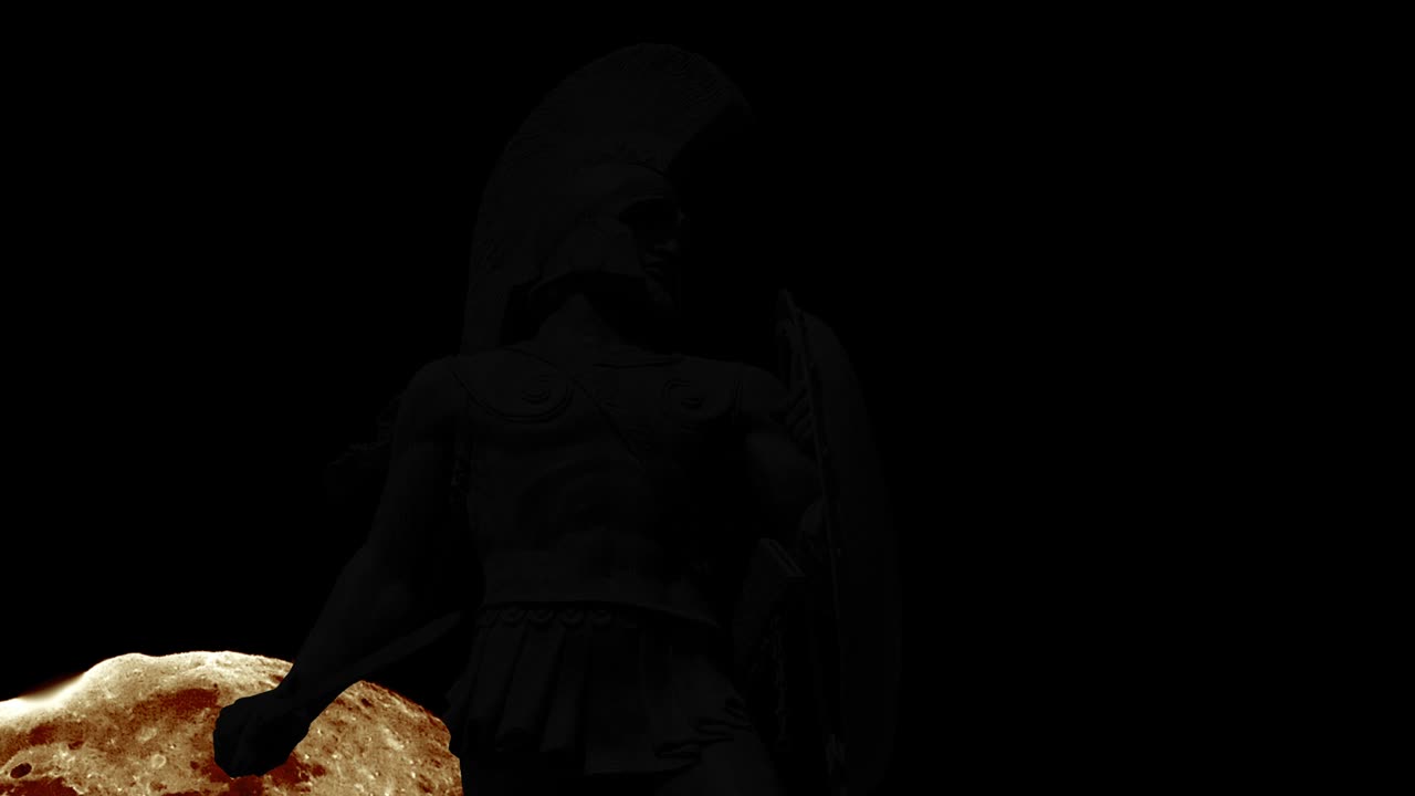 siluetas de las termopilas con luna gigante