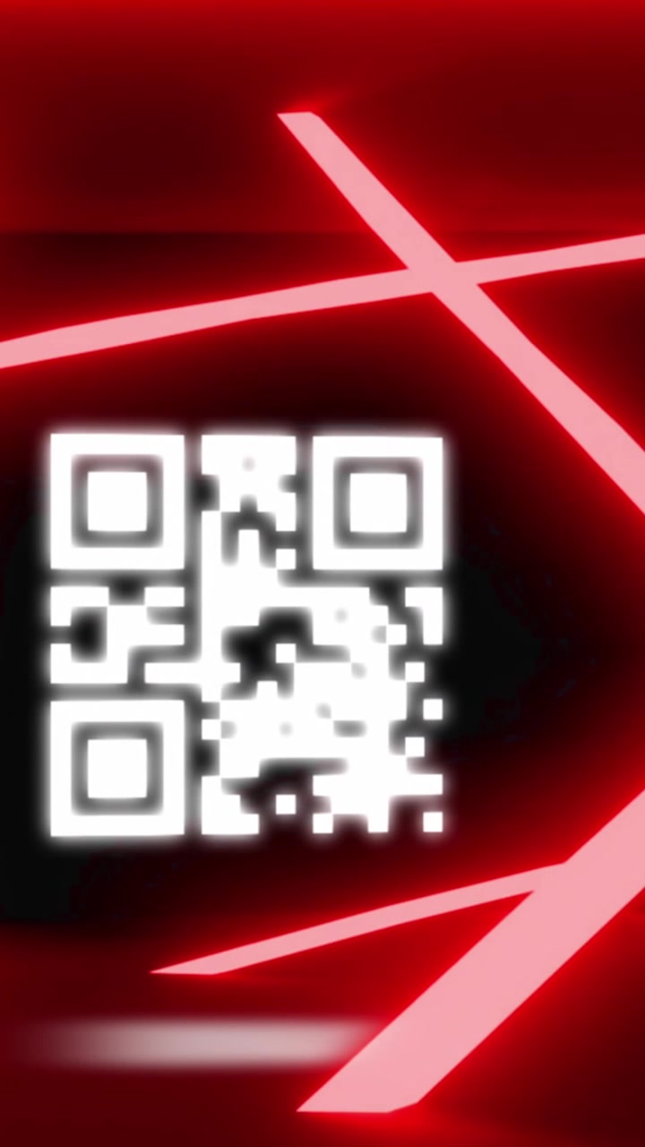 Animation of qr code and neon lines on black background