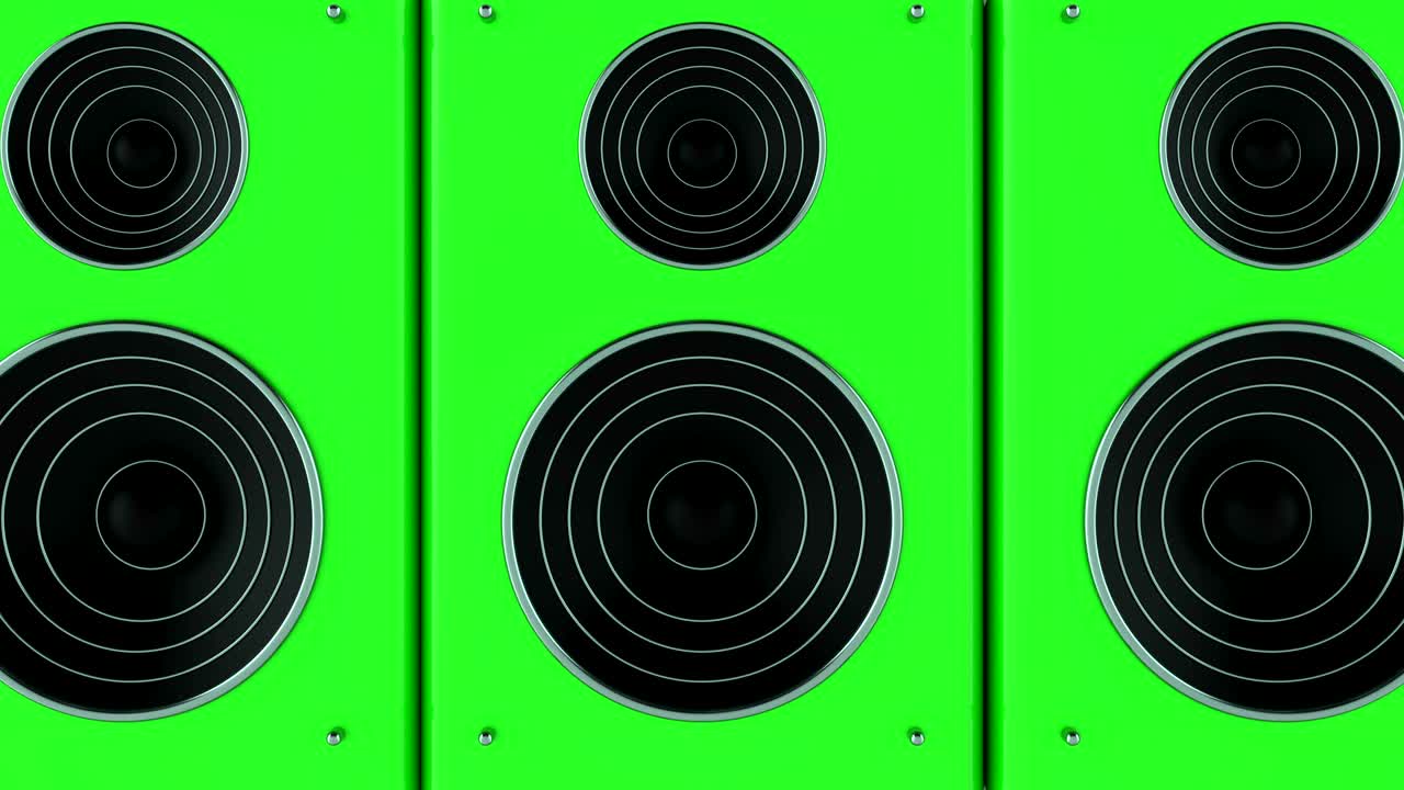 Set of dynamics. Looped 3d animation of a loudspeakers.