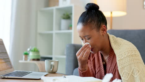 Una-Mujer-Con-Gripe-Se-Siente-Enferma