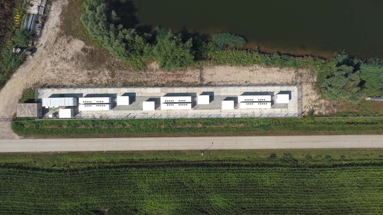 Aerial View of Industrial Battery Energy Storage System Facility