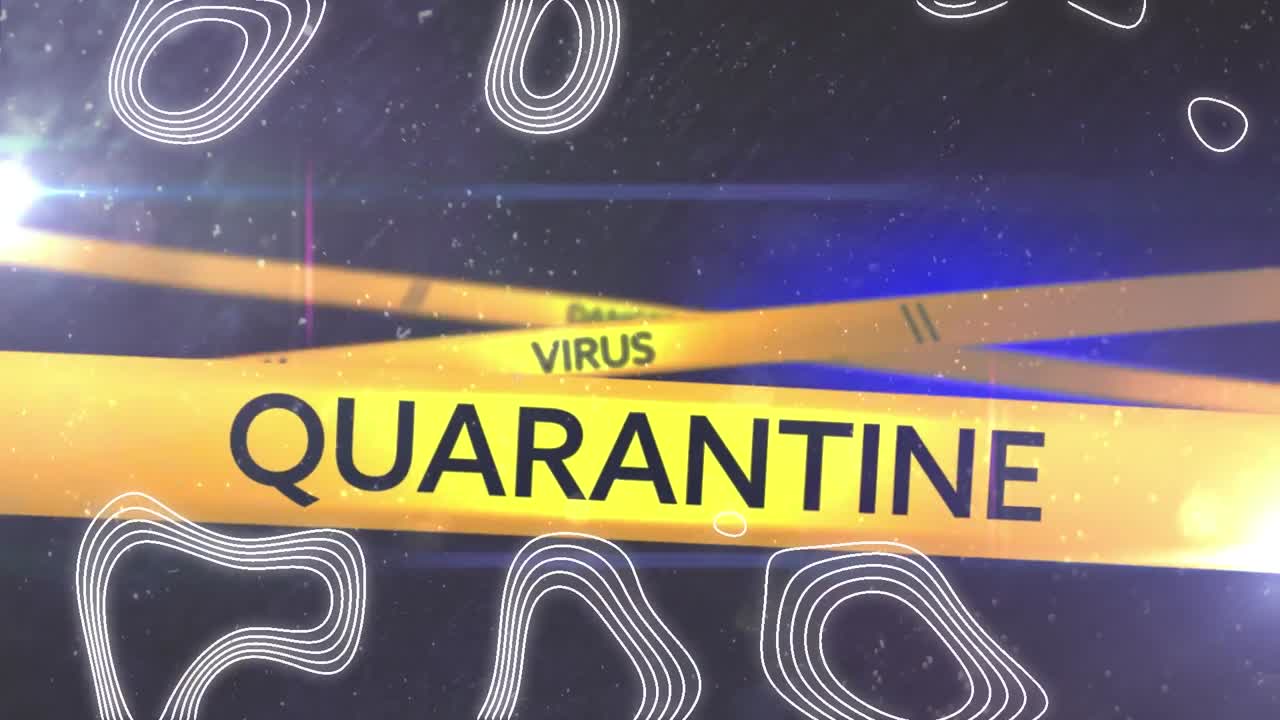 코로나19 바이러스 위험 텍스트를 검은 바탕에 그린 애니메이션