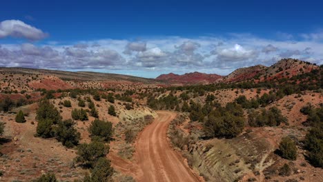 Aerial-road-view-of-desert-landscape-in-vermillion-cliffs-utah