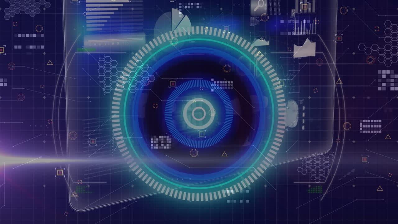 검은색 배경에 데이터 처리에 대한 범위 스캐닝의 애니메이션