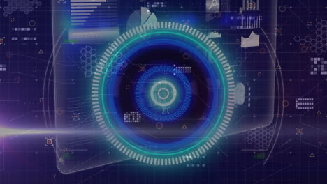 Animation of scope scanning over data processing on black background