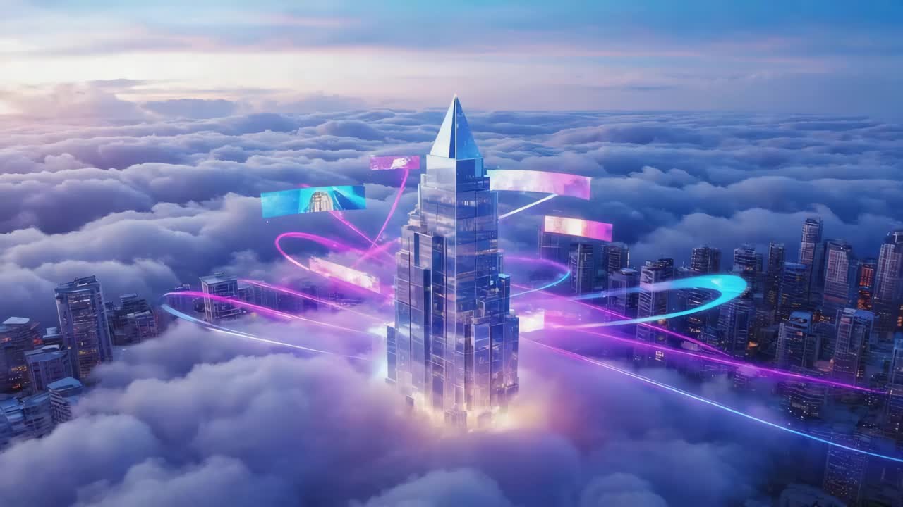 Futuristic Skyscraper City in the Clouds